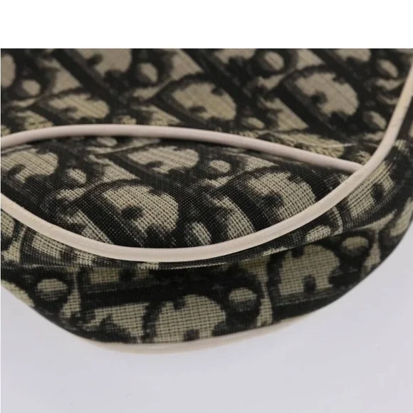 CHRISTIAN DIOR TROTTER Canvas Saddle Pouch Black/ White PREOWNED - Picture 14 of 16